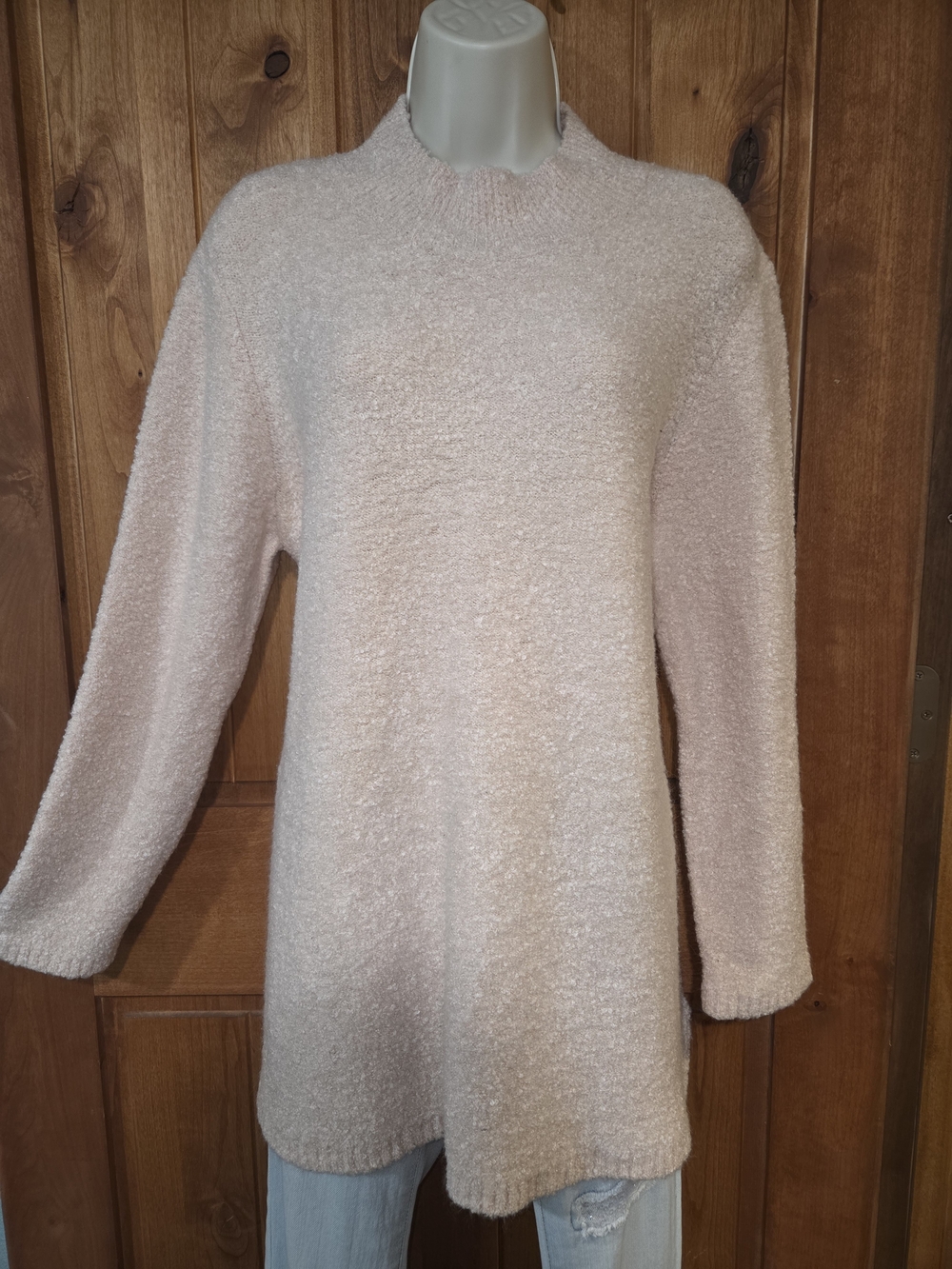 Calvin Klein Light Pink Bouclé Crew Neck Sweater